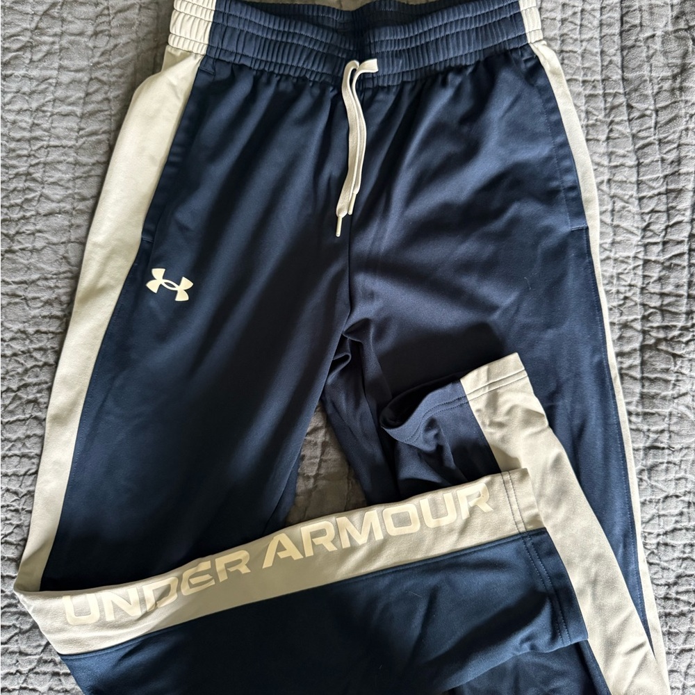 Under Armour Adult Navy and Cream Track Pants in size small